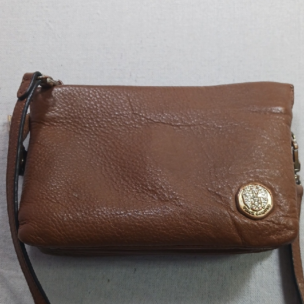 Vince Camuto Leather Crossbody Hazelnut Brown Pebbled Purse